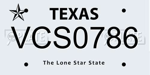 VCS0786 Texas License Plate