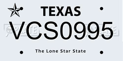 VCS0995 Texas License Plate