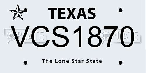 VCS1870 Texas License Plate
