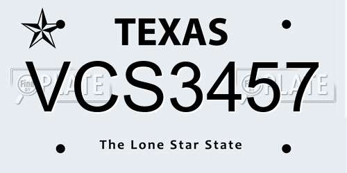 VCS3457 Texas License Plate