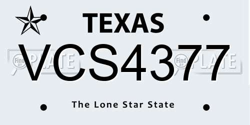 VCS4377 Texas License Plate