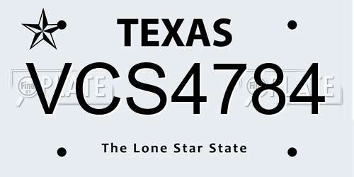 VCS4784 Texas License Plate