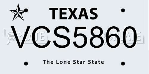 VCS5860 Texas License Plate