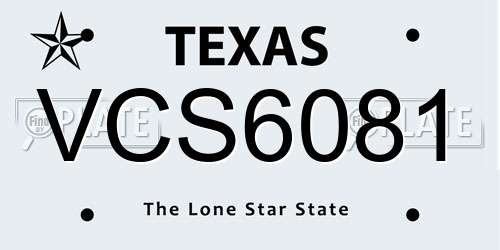 VCS6081 Texas License Plate