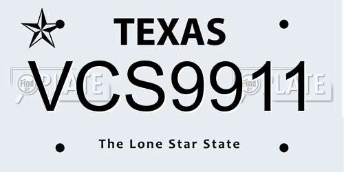 VCS9911 Texas License Plate