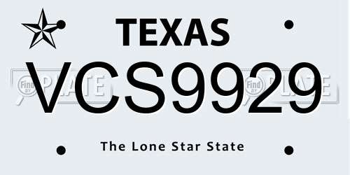 VCS9929 Texas License Plate