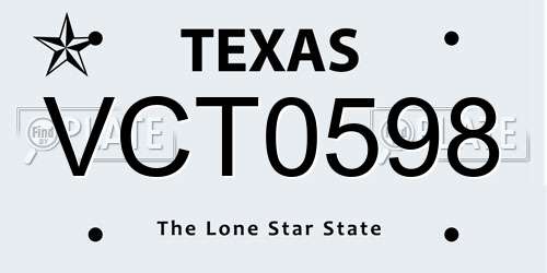 VCT0598 Texas License Plate