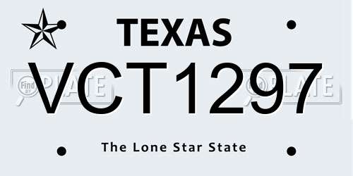 VCT1297 Texas License Plate