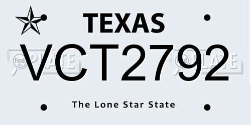 VCT2792 Texas License Plate