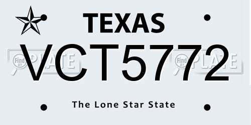 VCT5772 Texas License Plate