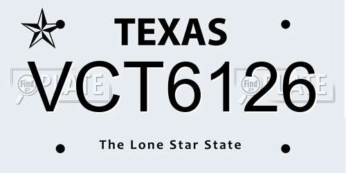 VCT6126 Texas License Plate