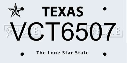 VCT6507 Texas License Plate