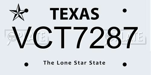 VCT7287 Texas License Plate