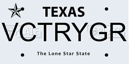 VCTRYGR Texas License Plate