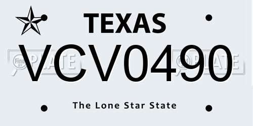 VCV0490 Texas License Plate