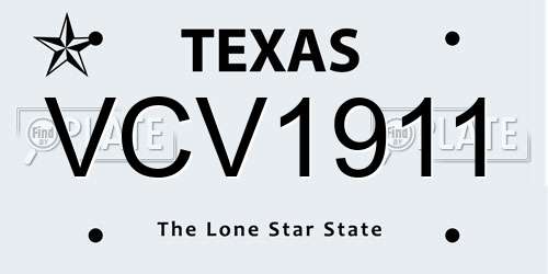 VCV1911 Texas License Plate