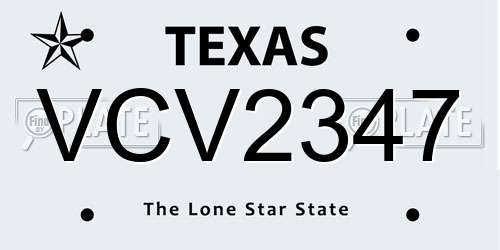 VCV2347 Texas License Plate
