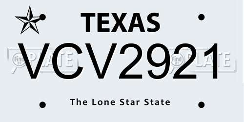 VCV2921 Texas License Plate