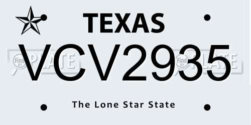 VCV2935 Texas License Plate