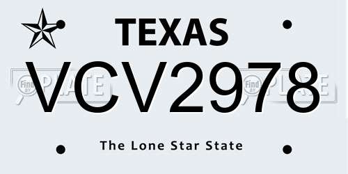 VCV2978 Texas License Plate