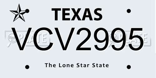 VCV2995 Texas License Plate