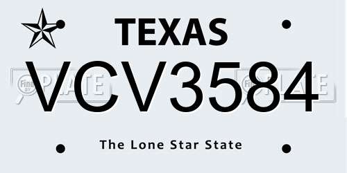 VCV3584 Texas License Plate