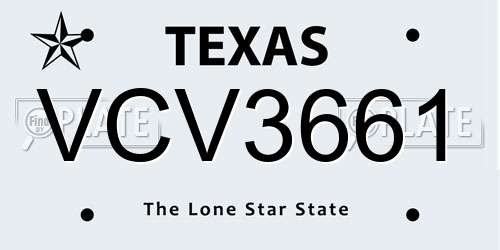 VCV3661 Texas License Plate