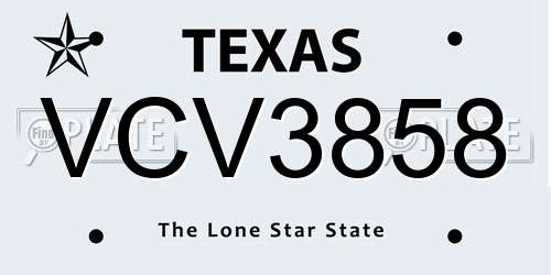 VCV3858 Texas License Plate