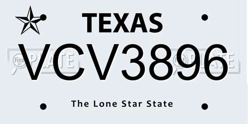 VCV3896 Texas License Plate