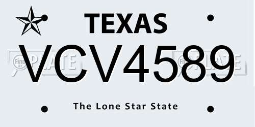 VCV4589 Texas License Plate