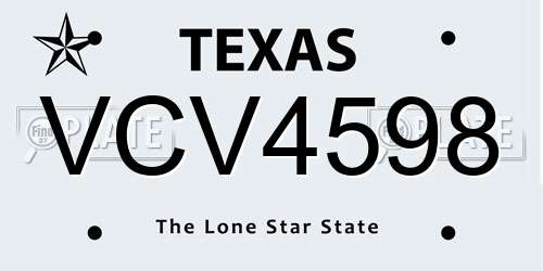 VCV4598 Texas License Plate