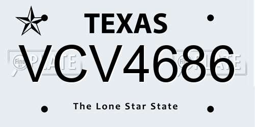 VCV4686 Texas License Plate