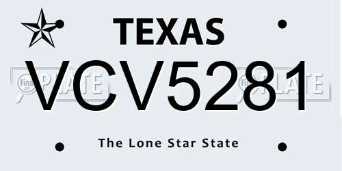 VCV5281 Texas License Plate