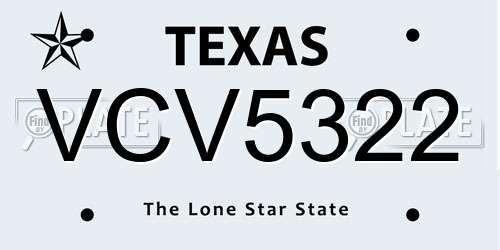 VCV5322 Texas License Plate