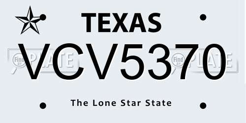 VCV5370 Texas License Plate