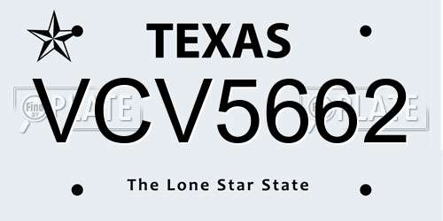 VCV5662 Texas License Plate