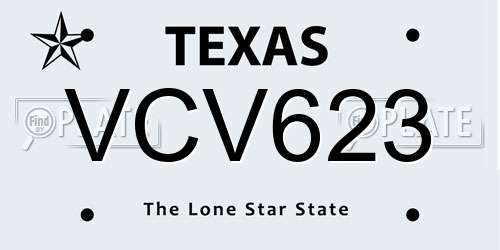 VCV623 Texas License Plate