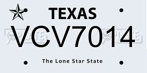 VCV7014 Texas License Plate