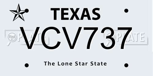 VCV737 Texas License Plate