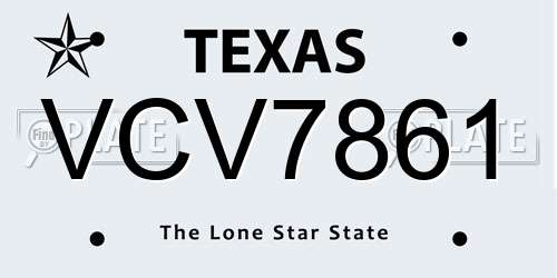 VCV7861 Texas License Plate