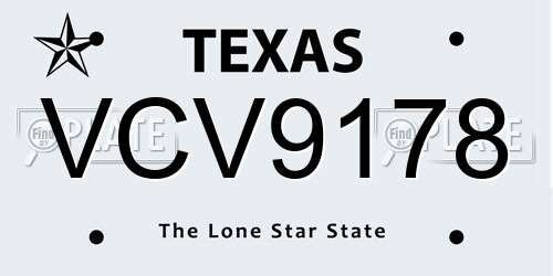 VCV9178 Texas License Plate