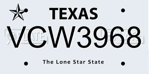 VCW3968 Texas License Plate