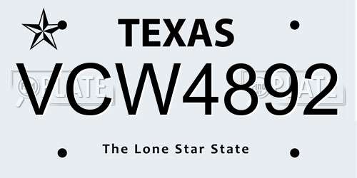 VCW4892 Texas License Plate