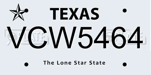 VCW5464 Texas License Plate