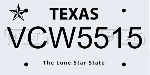 VCW5515 Texas License Plate
