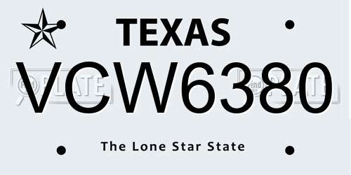 VCW6380 Texas License Plate