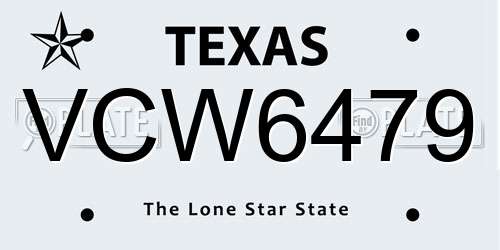 VCW6479 Texas License Plate