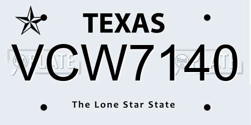VCW7140 Texas License Plate