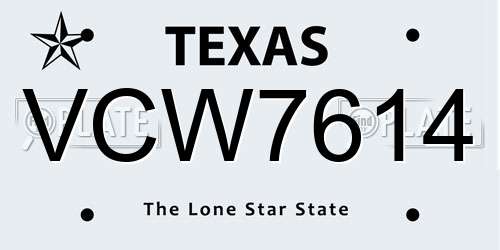 VCW7614 Texas License Plate