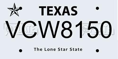 VCW8150 Texas License Plate